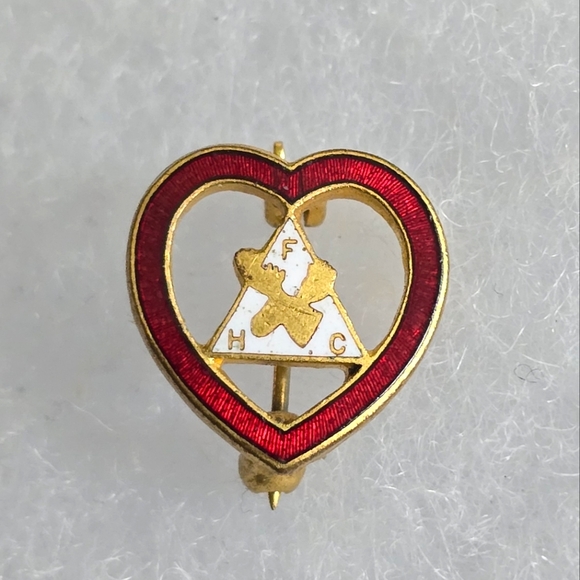 Vintage Loyal Order of the Moose lodge pin red heart gold tone lapel - Picture 1 of 6